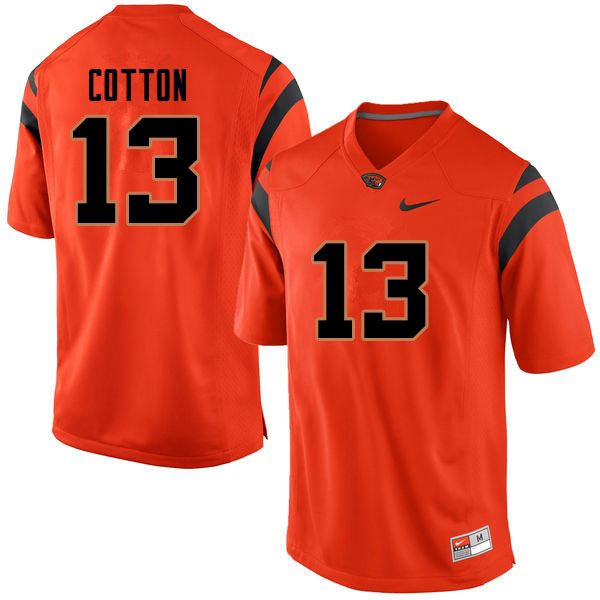 Men #13 TraJon Cotton Oregon State Beavers College Football Jerseys Sale-Orange
